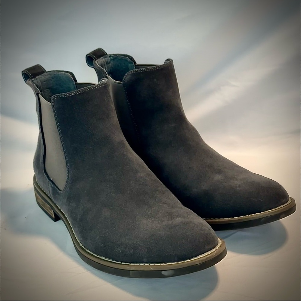Bruno Marc Men's Chelsea Boots Suede Leather in urban grey 8.5